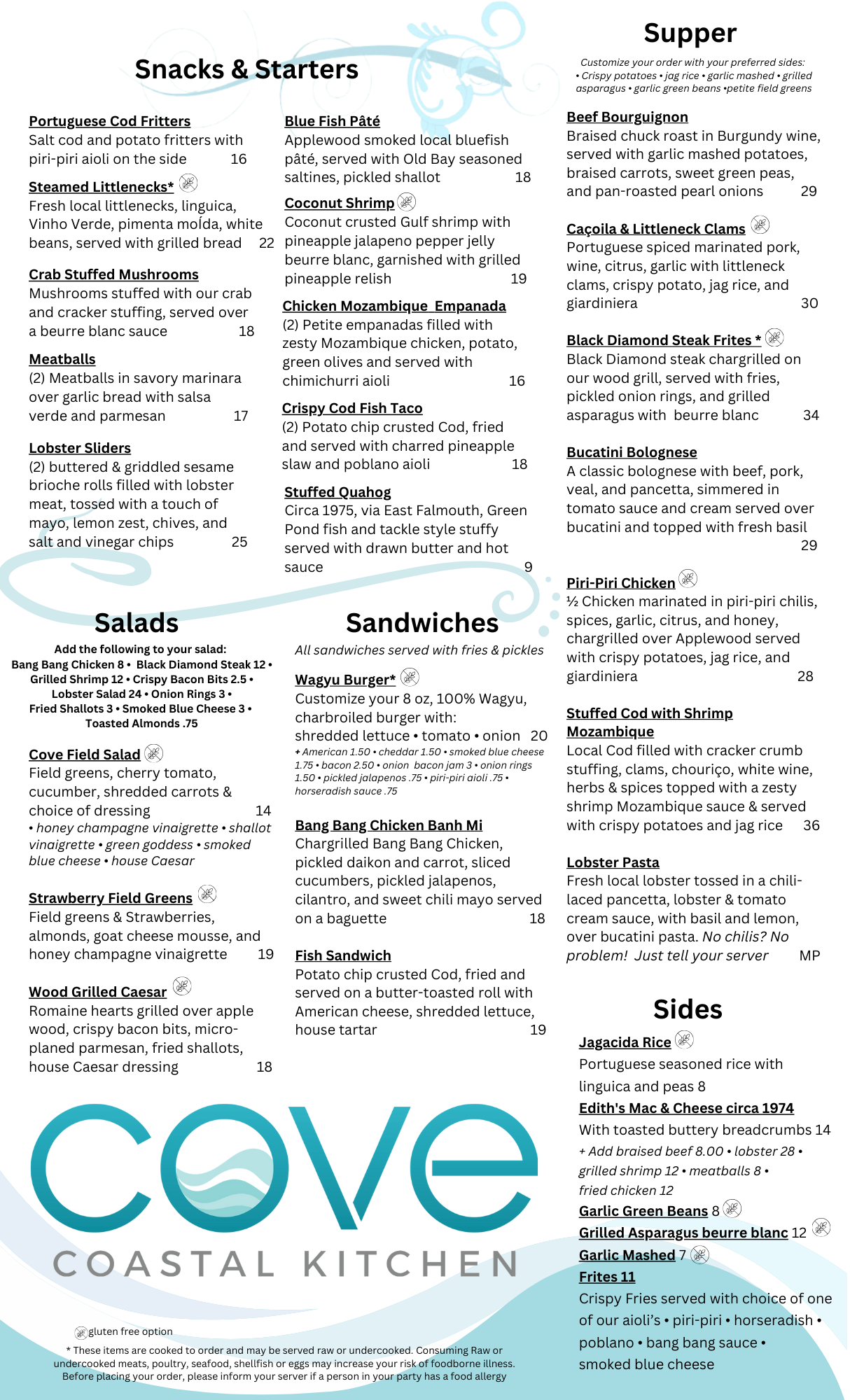 Menu - Cove Coastal Kitchen